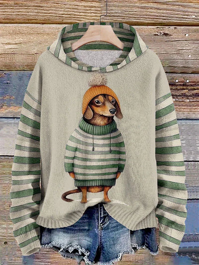 Kuscheliger Damen-Kapuzenpullover mit niedlichem Hundemotiv