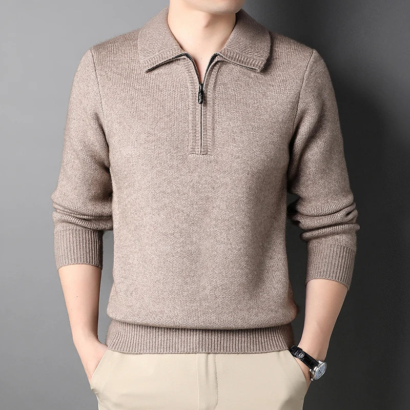 Herren Kaschmir Troyer Pullover - Warme Strickmode
