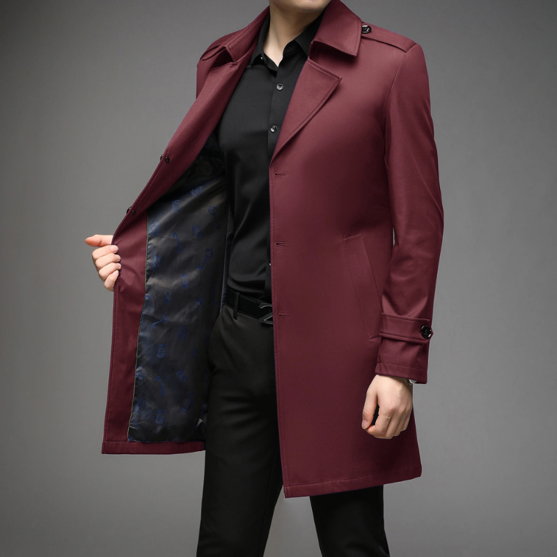 Eleganter Herren Trenchcoat – Klassischer Mantel mit Schulterdetails