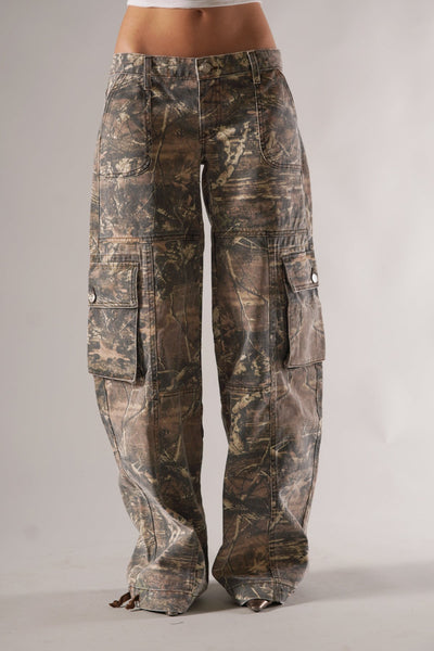 Wiola - Cargohose im Vintage-Tarnmuster | Trendy Jeans mit vielen Taschen
