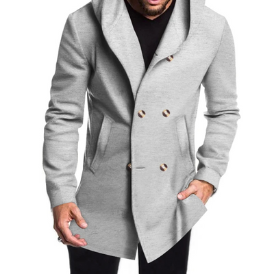 Herren Wollmantel Mit Kapuze - Doppelreihig Warm & Elegant