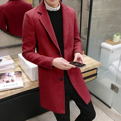 Herren Woll-Mantel Elegante Business Jacke - Büro und Freizeit