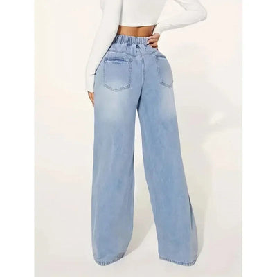 Damen Baggy Jeans Hoch Taille Denim Lässig