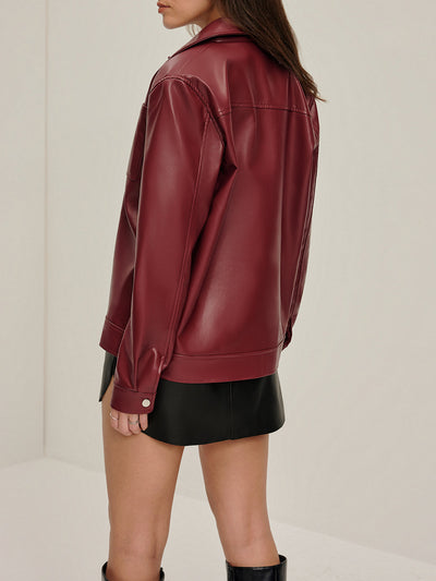 Damen Bikerjacke Kunstleder mit Reißverschluss