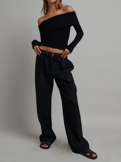 Damen Crop Shirt Langarm
