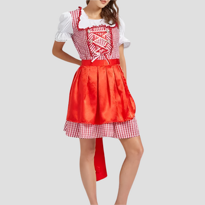 Damen Dirndlkleid Baumwolle Festlich Schwarz mit Karomuster