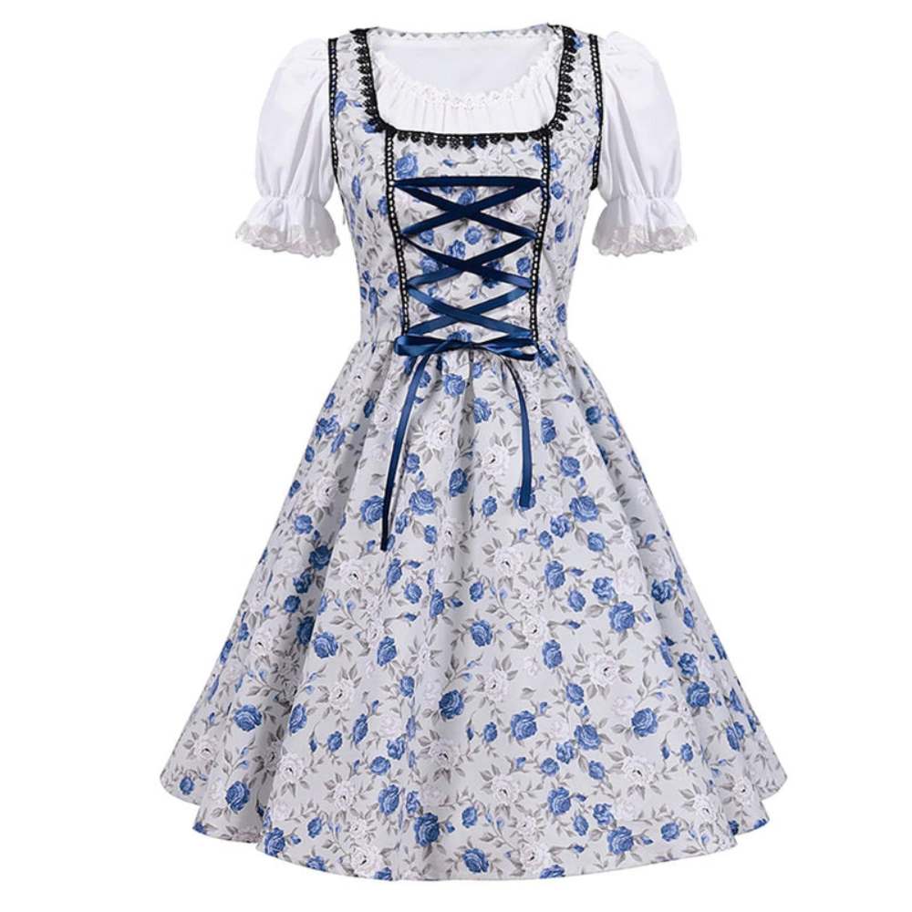 Damen Elegantes Blumen Dirndlkleid | Midi