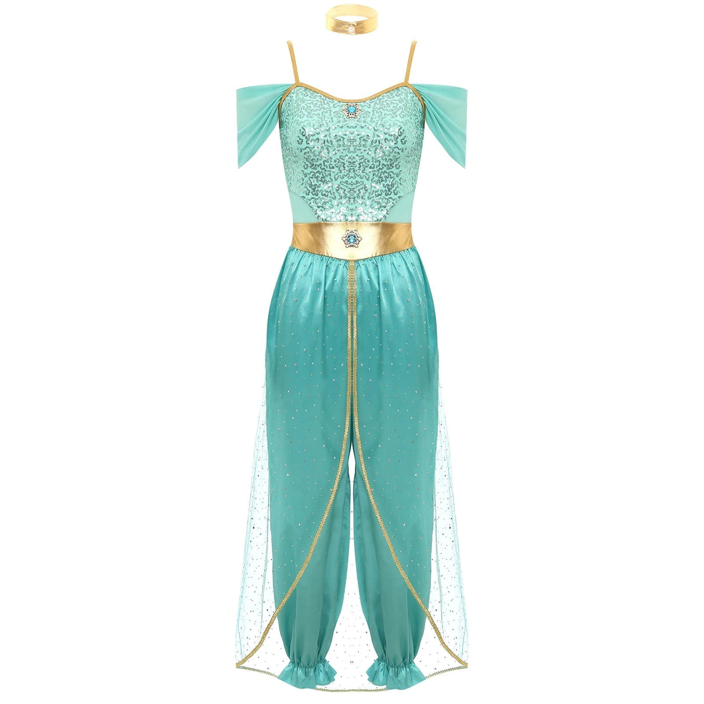 Damen Fantasy Halloween Jumpsuit | Schulterfrei im Harem-Stil