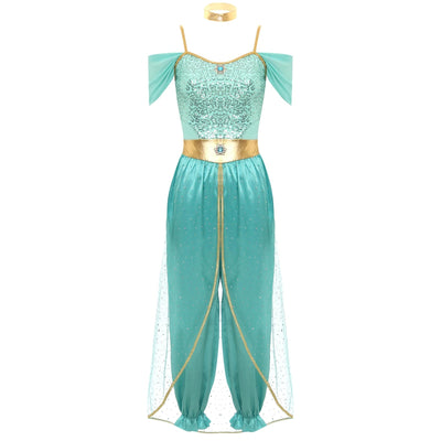 Damen Fantasy Halloween Jumpsuit | Schulterfrei im Harem-Stil