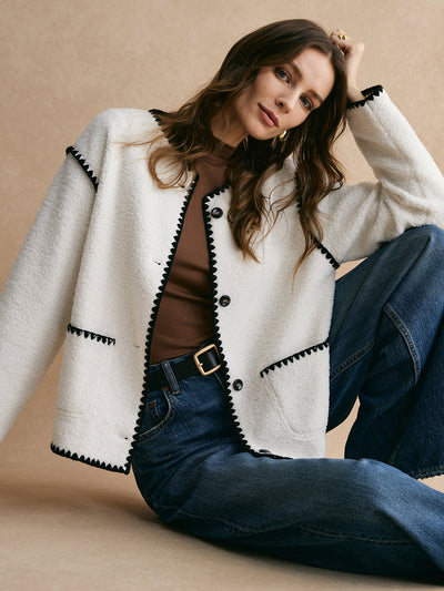 Damen Fleecejacke Minky mit Kontrastbesatz für ultimativen Komfort