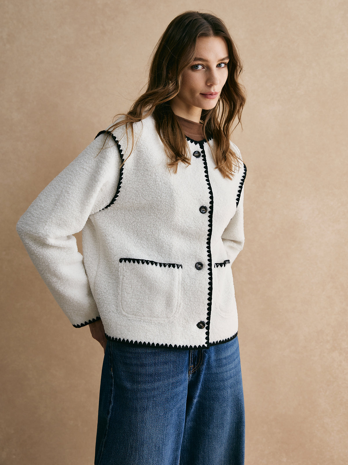 Damen Fleecejacke Minky mit Kontrastbesatz für ultimativen Komfort