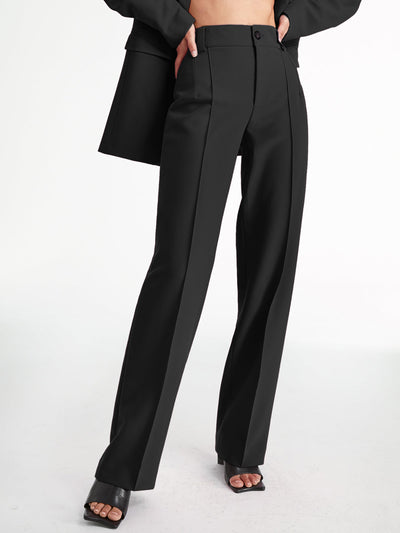 Damen Gerade Hosen Woven Stoff Hochtailliert