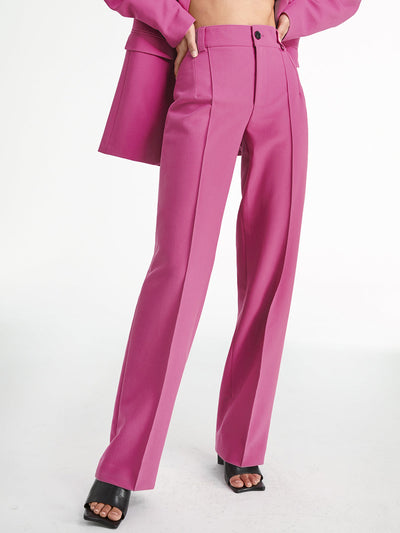 Damen Gerade Hosen Woven Stoff Hochtailliert