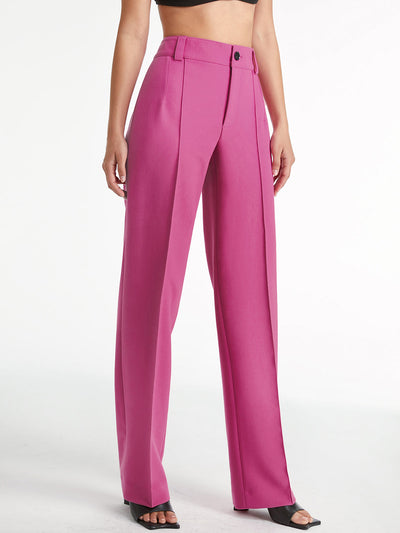 Damen Gerade Hosen Woven Stoff Hochtailliert