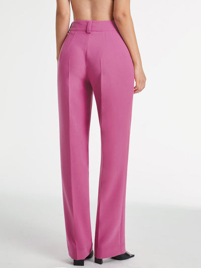 Damen Gerade Hosen Woven Stoff Hochtailliert