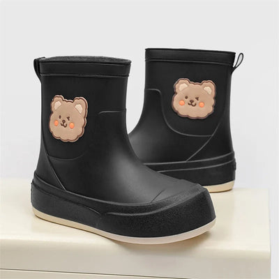 Damen Gummistiefel Gummi Wasserfest mit Bärendesign Rutschfeste Sohle