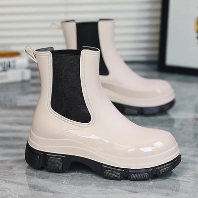 Damen Gummistiefel Wasserfest Kurzrohr mit Elastischen Seiteneinsätzen