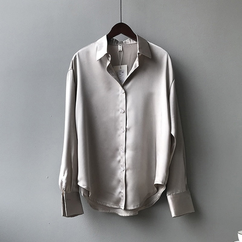 Damen Hemd Seide Vintage Stil Elegant