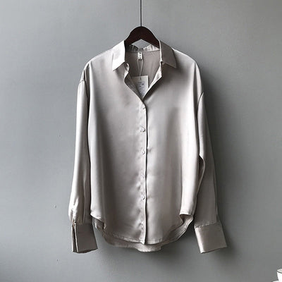 Damen Hemd Seide Vintage Stil Elegant