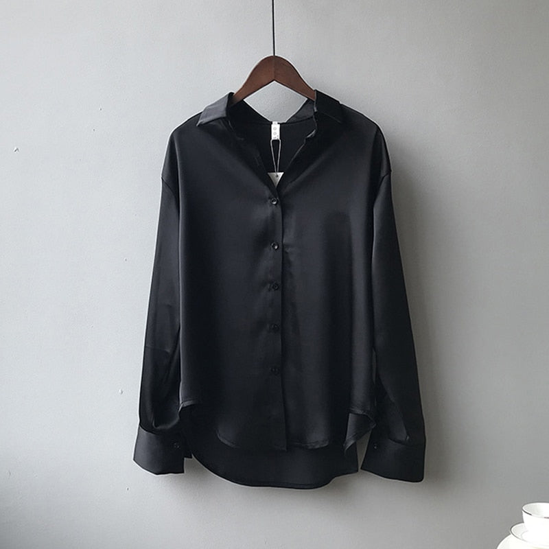 Damen Hemd Seide Vintage Stil Elegant