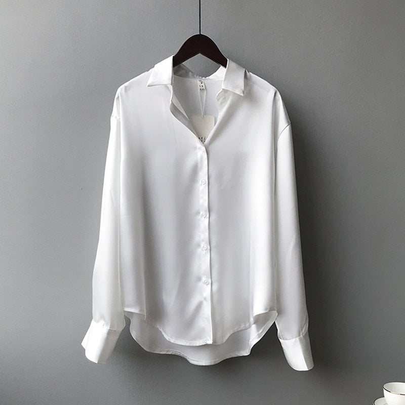 Damen Hemd Seide Vintage Stil Elegant