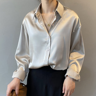 Damen Hemd Seide Vintage Stil Elegant