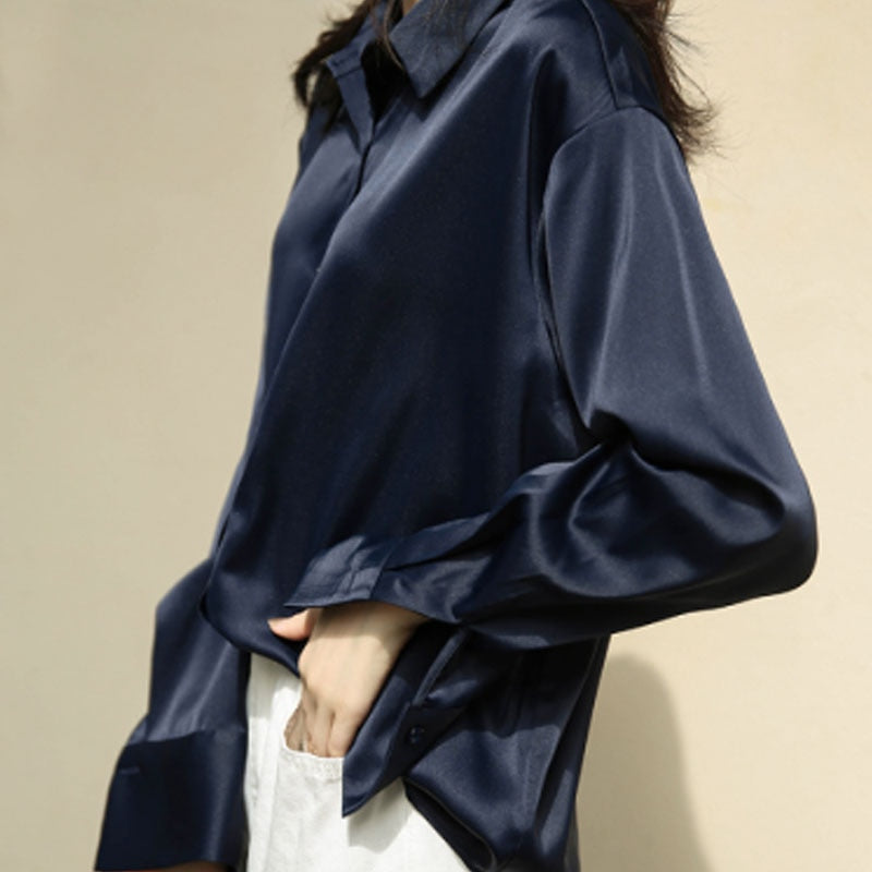 Damen Hemd Seide Vintage Stil Elegant