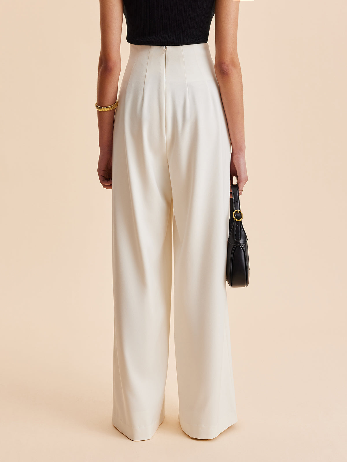 Damen Hochtaillierte Weite Hose mit Verzierungen