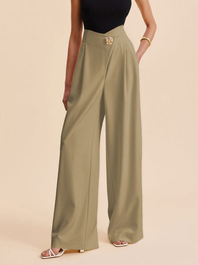 Damen Hochtaillierte Weite Hose mit Verzierungen