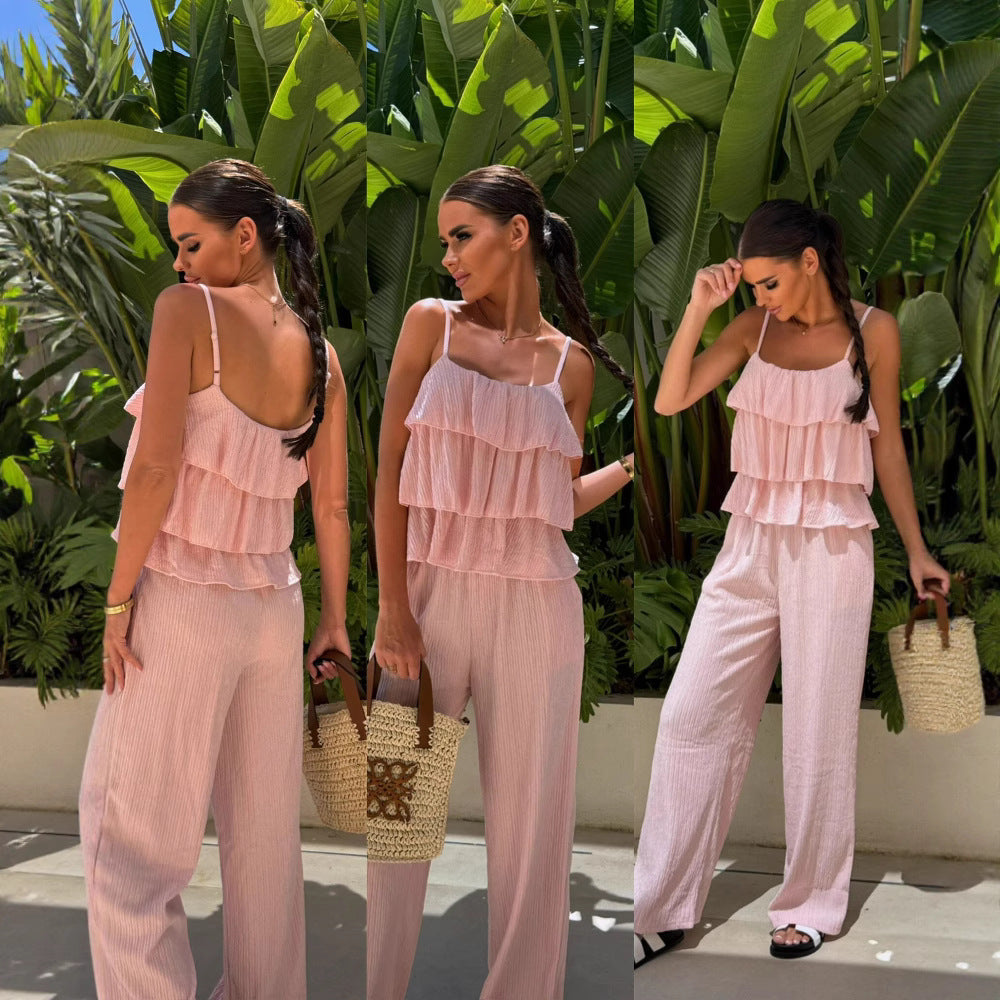 Damen Jumpsuit Elegant Mit Volants Leicht und Bequem