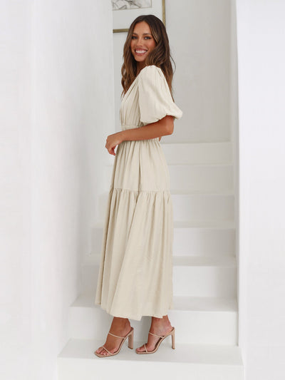 Damen Kleid mit Puffärmeln Elegantes Design Fließender Stoff