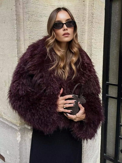 Damen Kurz Mantel Fleece Elegant für Winter Mäntel Damen