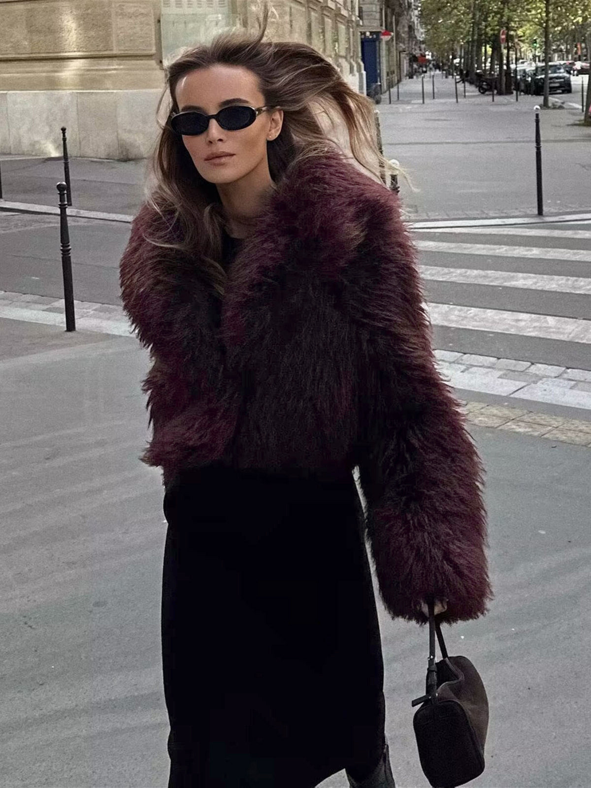 Damen Kurz Mantel Fleece Elegant für Winter Mäntel Damen