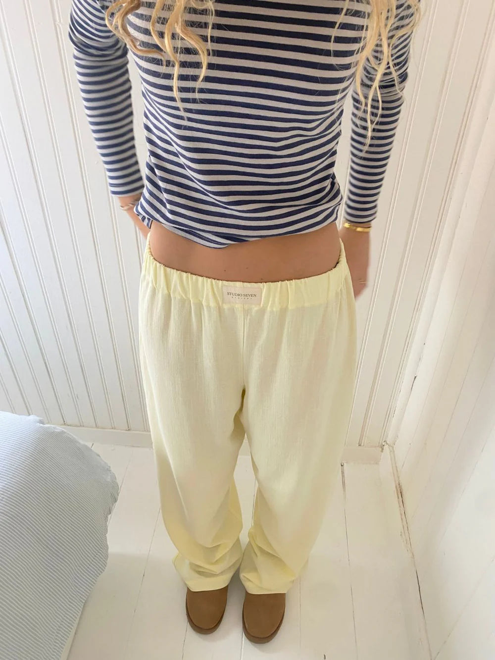 Damen Loungehose aus Atmungsaktiver Rayon-Leinen-Mischung im Modernen Relax-Stil
