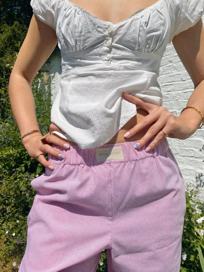 Damen Loungehose aus Atmungsaktiver Rayon-Leinen-Mischung im Modernen Relax-Stil