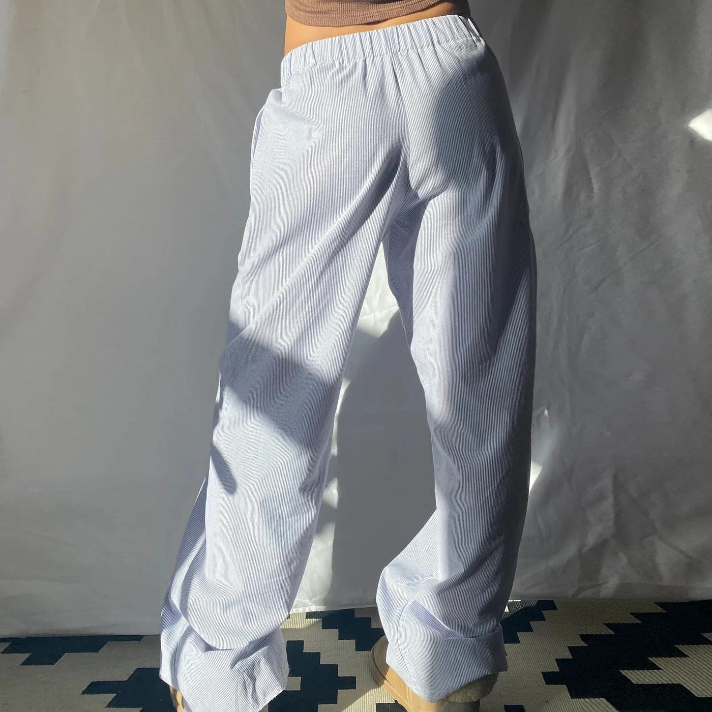 Damen Loungehose aus Atmungsaktiver Rayon-Leinen-Mischung im Modernen Relax-Stil