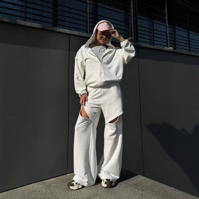 Damen Loungewear-Set mit Kapuze und Cut-Outs