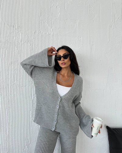 Damen Loungewear Set Strick mit Weiten Ärmeln