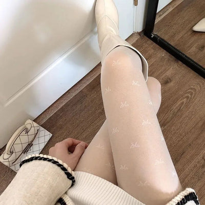 Damen Oberschenkelhohe Strumpfhose Gemustert