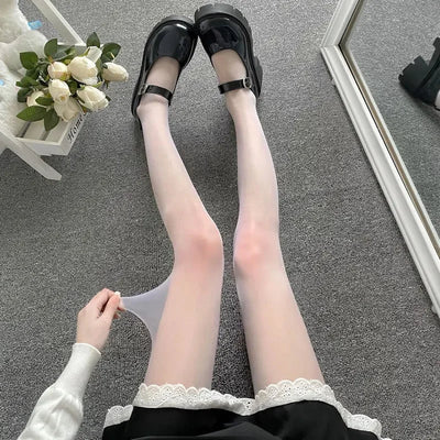 Damen Oberschenkelhohe Strumpfhose Gemustert