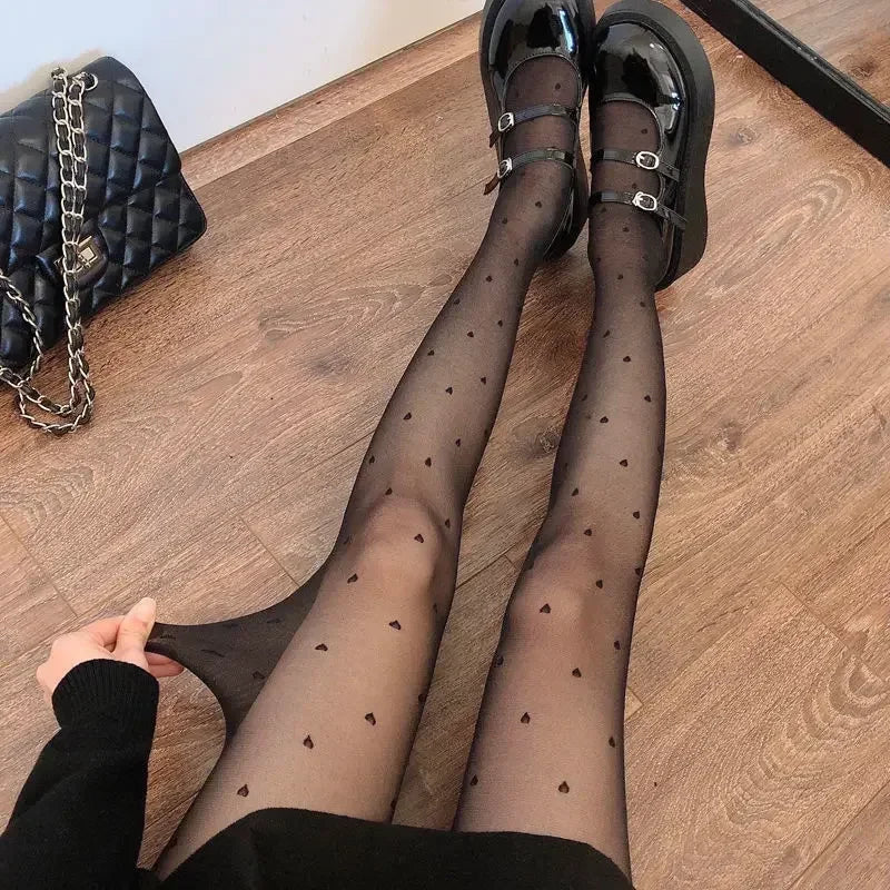 Damen Oberschenkelhohe Strumpfhose Gemustert