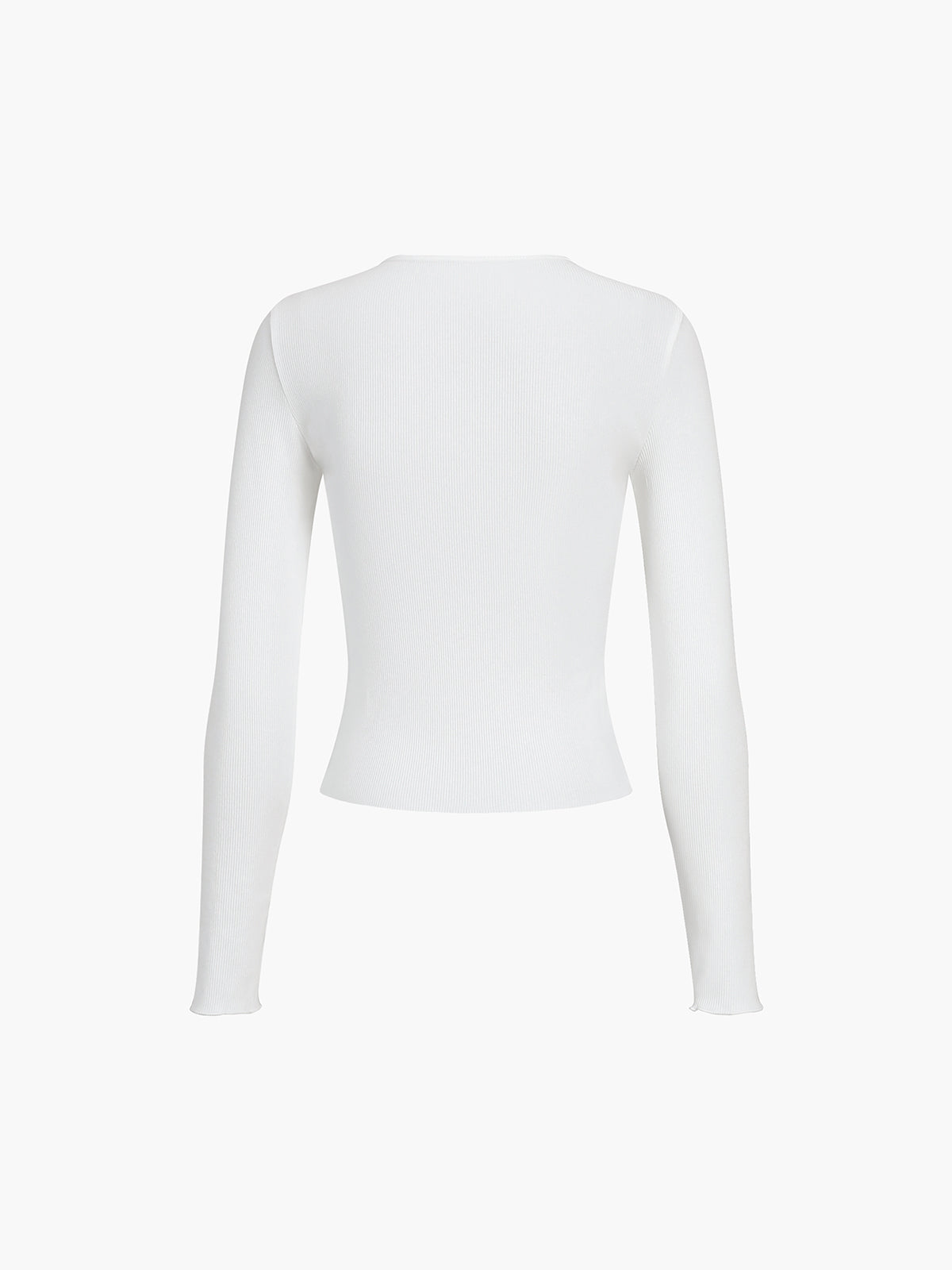 Damen Oberteil Rippstoff Langarm Slim Fit