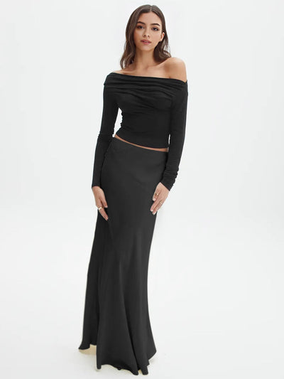 Damen Off-Shoulder Langarm T-Shirt Jersey