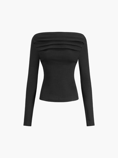 Damen Off-Shoulder Langarm T-Shirt Jersey
