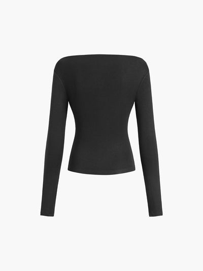 Damen Off-Shoulder Langarm T-Shirt Jersey