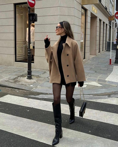 Damen Oversized Jacke Wolle Trendy