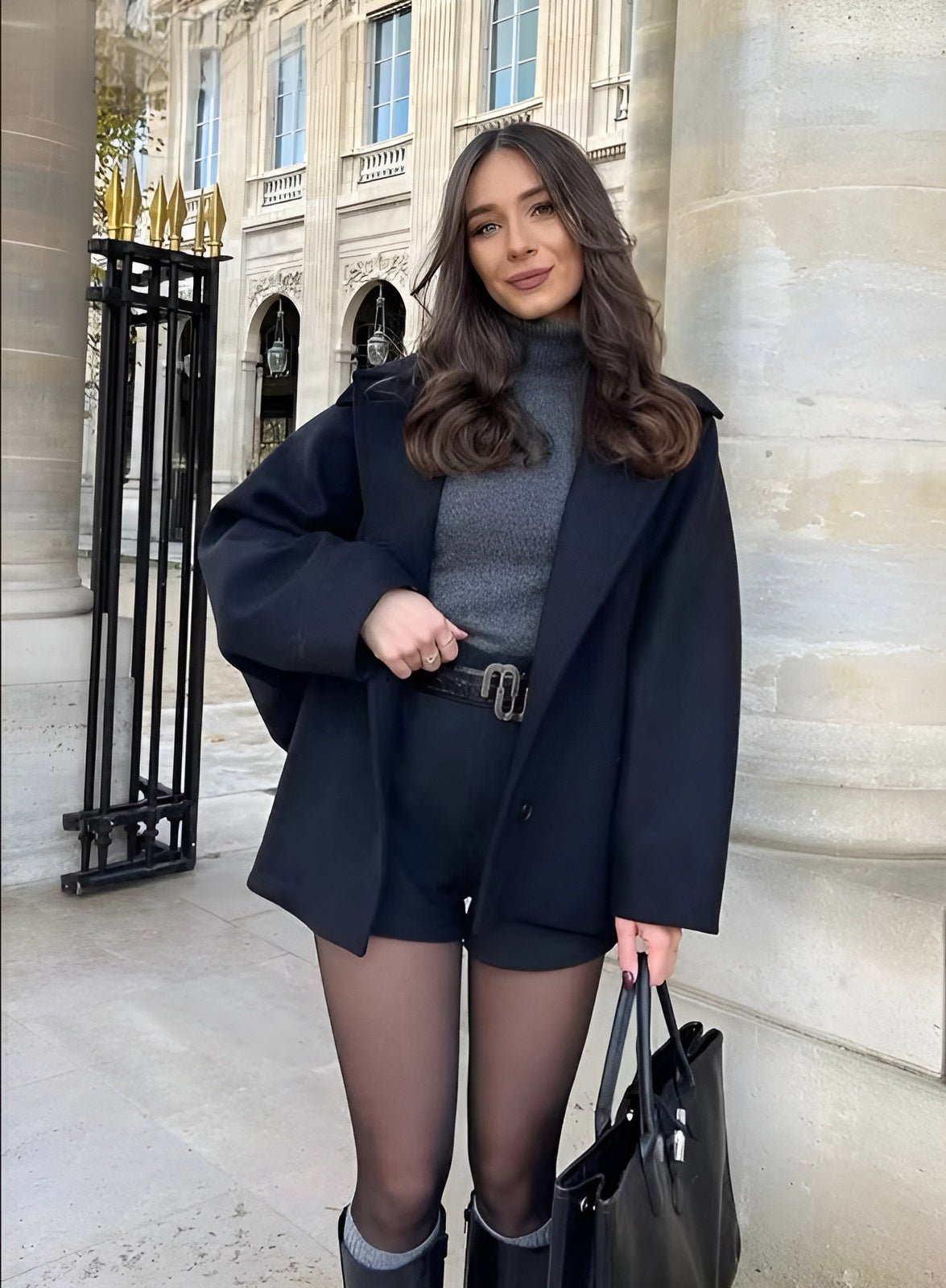 Damen Oversized Jacke Wolle Trendy