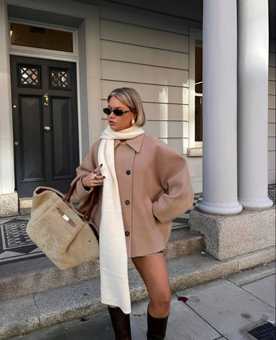 Damen Oversized Jacke Wolle Trendy