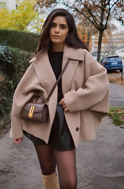 Damen Oversized Jacke Wolle Trendy