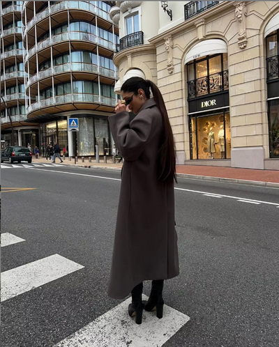 Damen Oversized Mantel mit Reverskragen und Hohem Schlitz